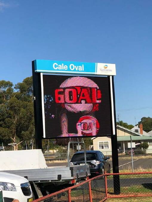 ELECTRONIC: The new electronic scoreboard is in use at Cale Oval. Photo: CONTRIBUTED