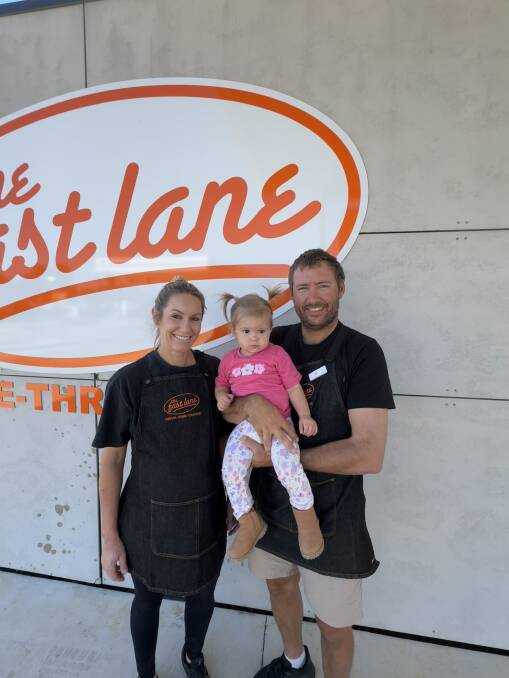 Wendy Schirmer and Ben Phelan, with their daughter Stella, are excited to become franchisees of The Fast Lane Drive-Thru Coffee in Wodonga. Picture supplied