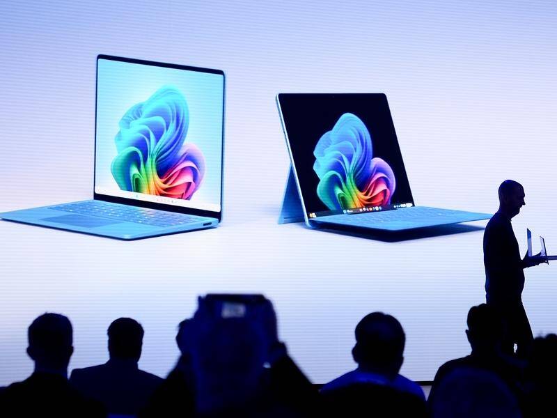 Microsoft's new Surface Laptop and Surface Pro with built-in AI hardware during a showcase event. (AP PHOTO)